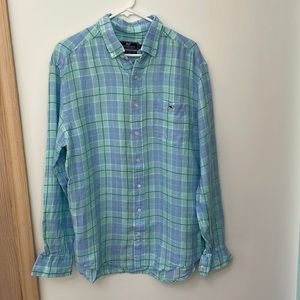 Vineyard Vines large shirt Linen Plaid Classic Fit Tucker